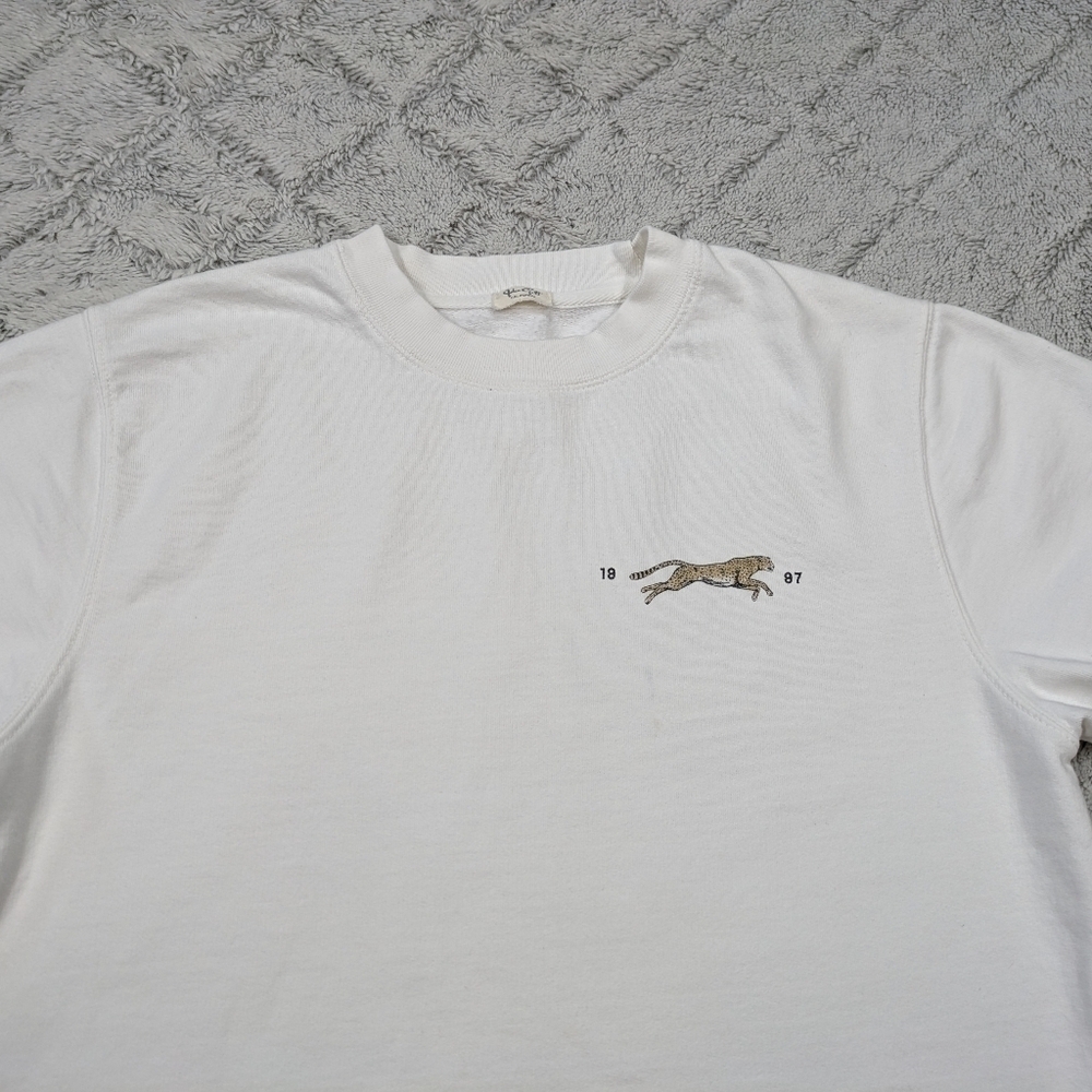 Brandy Melville Sweatshirt Women's S White Nancy Brooklyn Bridge Crop Crew Ge - Picture 4 of 7